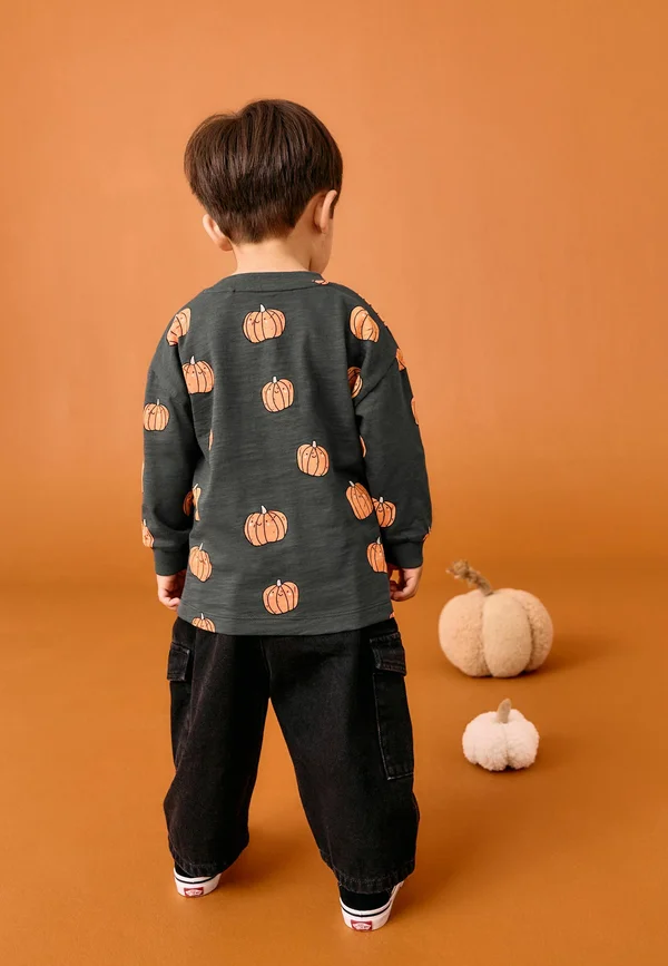 REGULAR FIT - HALLOWEEN LONG SLEEVE GRAPHIC  - Langarmshirt - grey orange pumpkin