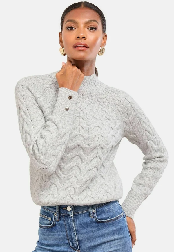 REGULAR FIT - HIGH NECK  - Strickpullover - grey with wool