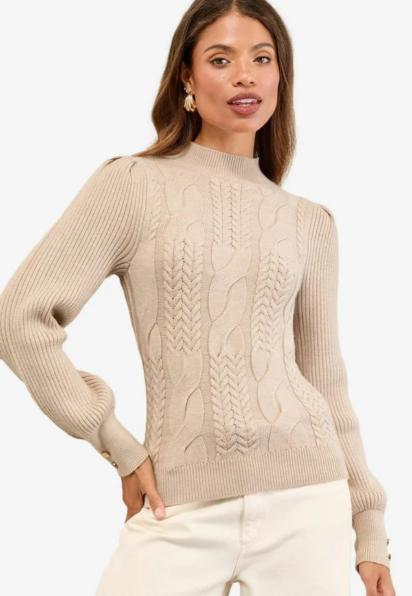 REGULAR FIT - HIGH NECK  - Strickpullover - neutral