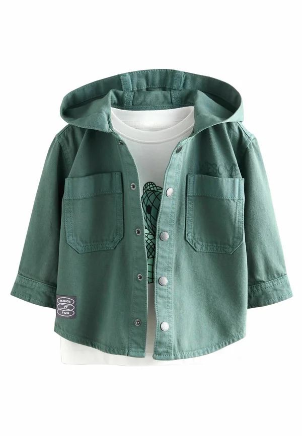 REGULAR FIT - HOODED SET - Jeansjacke - dark teal blue