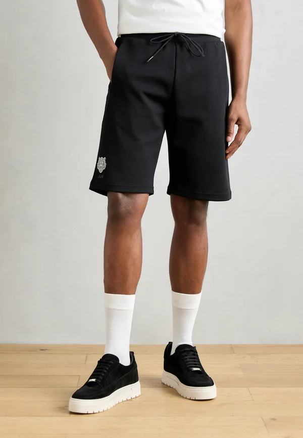 REGULAR FIT IN INTERLOCK WITH RUBBER INJECTION LOGO - Shorts - black