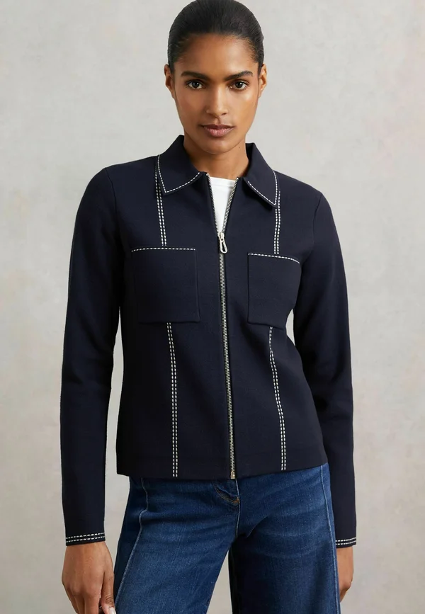 REGULAR FIT - IVY STITCH-DETAIL ZIP-THROUGH - Strickjacke - navy