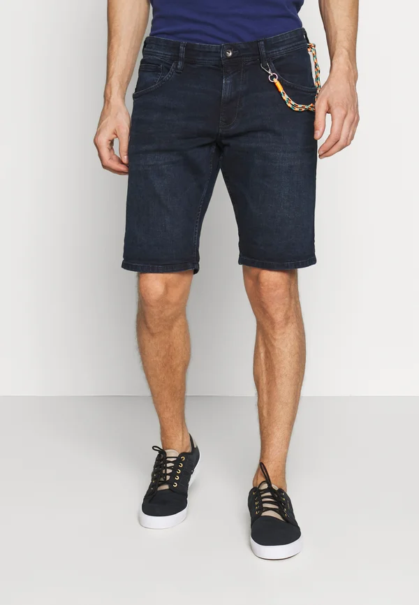 REGULAR FIT - Jeans Shorts - blue/black denim
