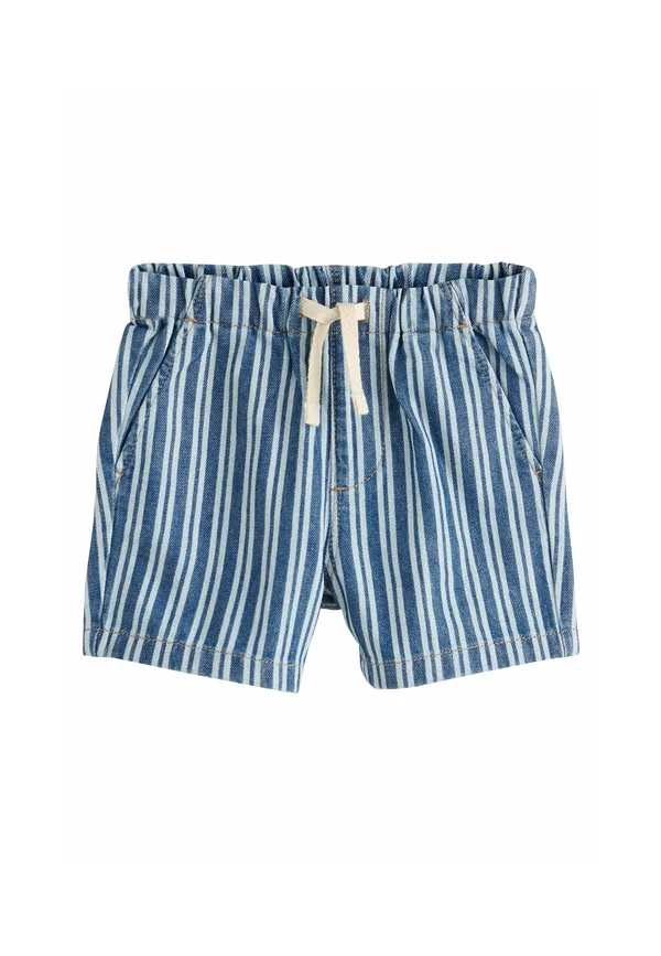 REGULAR FIT - Jeans Shorts - mid blue stripe