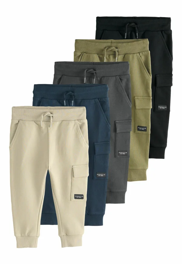 REGULAR FIT - JOGGERS 5 PACK  - Cargohose - black charcoal grey  stone khaki green