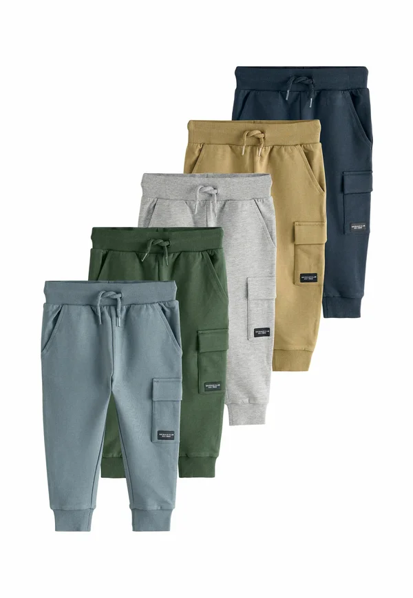 REGULAR FIT - JOGGERS 5 PACK  - Cargohose - black grey marl tan brown