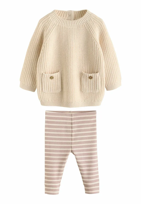 REGULAR FIT - JUMPER AND LEGGINGS SET - Strickpullover - neutral stripe