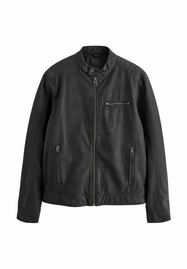 REGULAR FIT - Kunstlederjacke - black