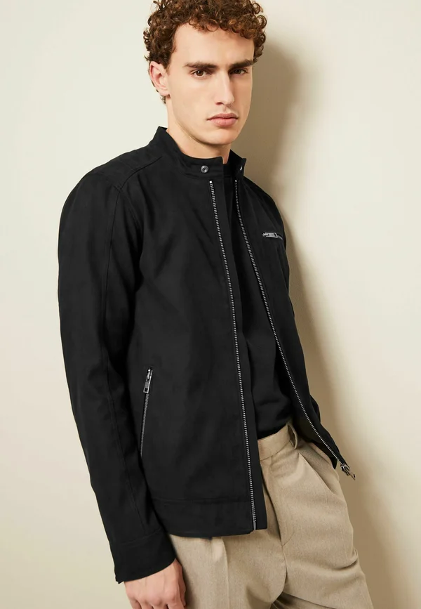 REGULAR FIT - Kunstlederjacke - black