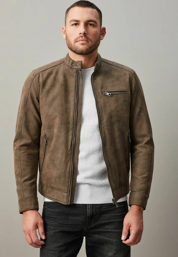 REGULAR FIT - Kunstlederjacke - brown