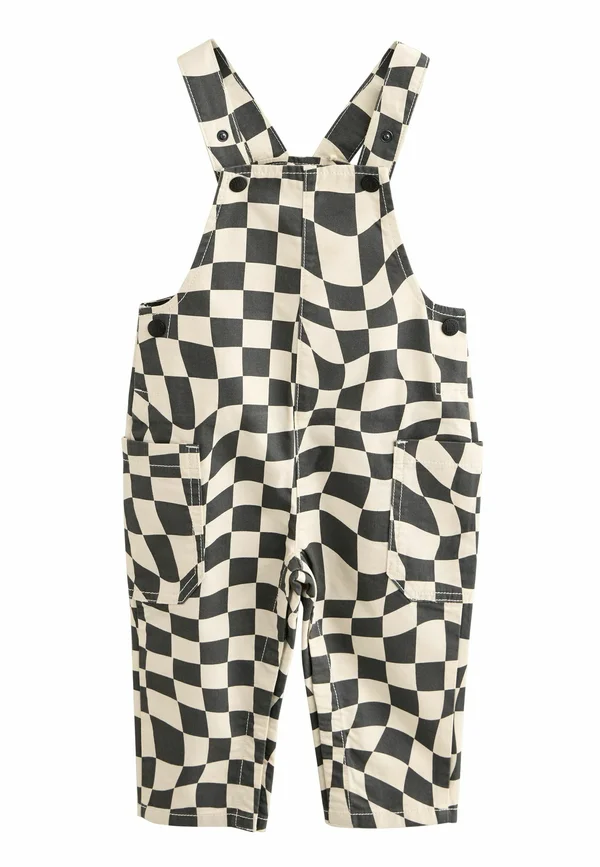 REGULAR FIT - Latzhose - black ecru checkerboard