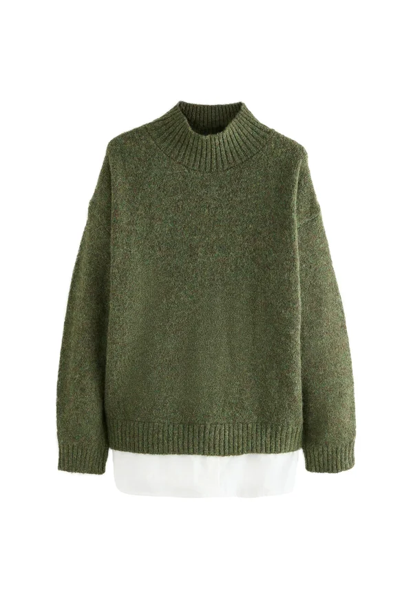 REGULAR FIT - LAYERED SHIRT PONCHO - Strickpullover - green