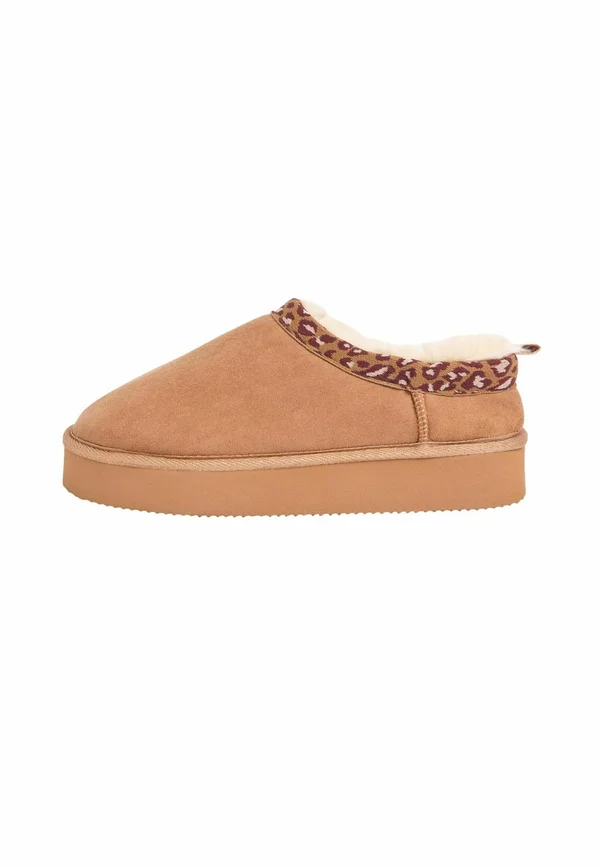 REGULAR FIT - LEOPARD PRINT TRIM PLATFORM - Hausschuh - tan brown