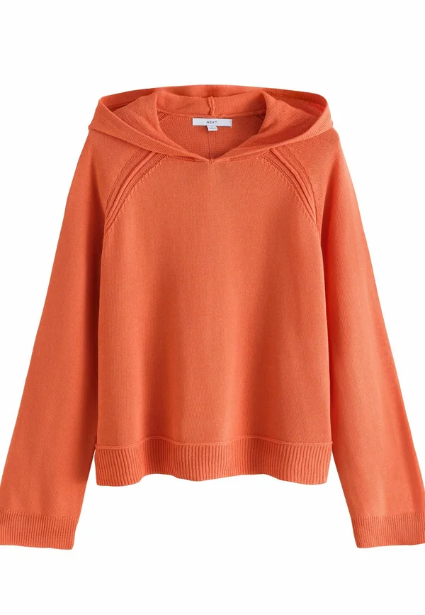 Regular Fit - Lightweight Knitted Relaxed Hoodie - Kapuzenpullover - coral orange