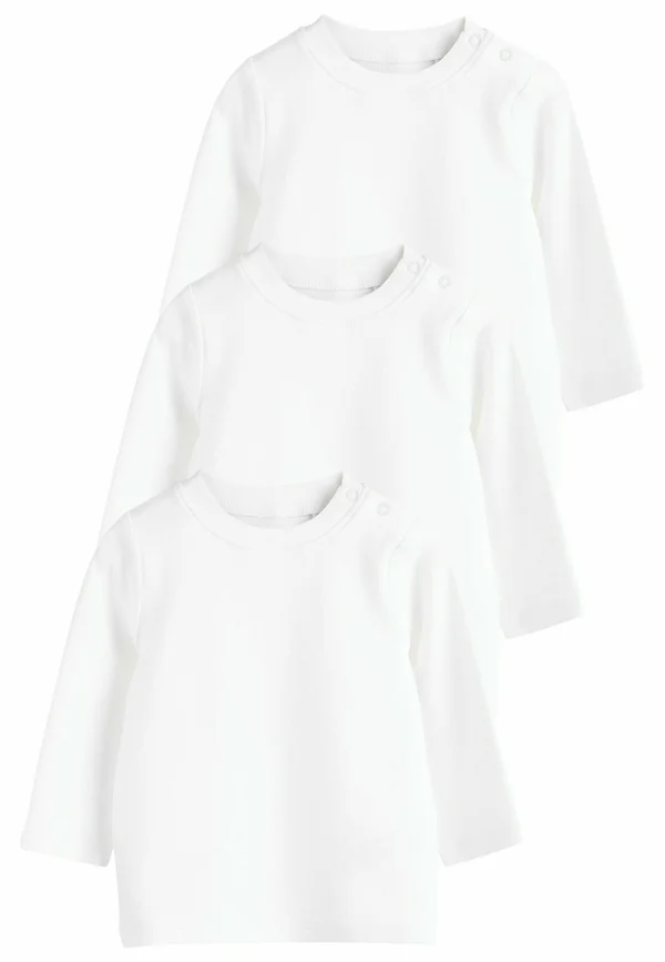 REGULAR FIT  LONG SLEEVE 3 PACK   - T-Shirt basic - white