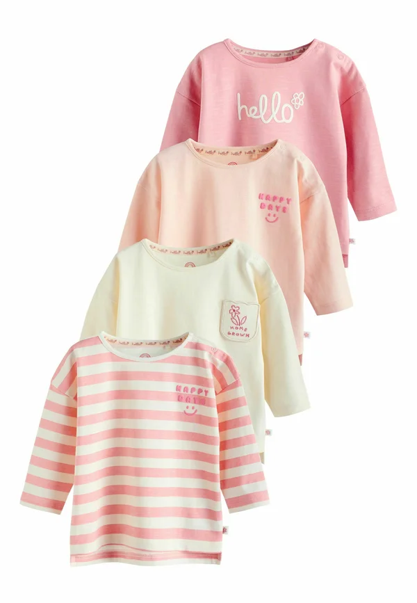 REGULAR FIT - LONG SLEEVE 4 PACK   - Langarmshirt - pink stripe slogan