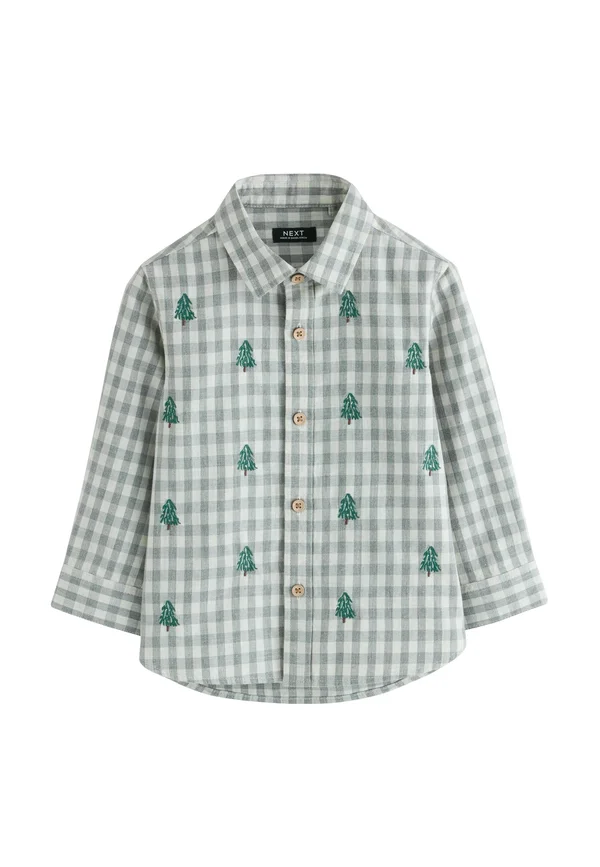 REGULAR FIT - LONG SLEEVE ALL OVER EMBROIDERY GINGHAM CHECK CHRISTMAS  - Hemd - grey ecru