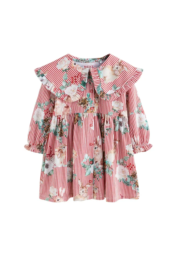 REGULAR FIT - LONG SLEEVE COLLARED - Blusenkleid - red stripe