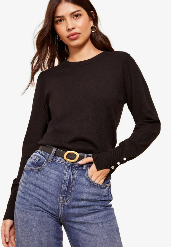 REGULAR FIT - LONG SLEEVE CREW NECK  - Strickpullover - black