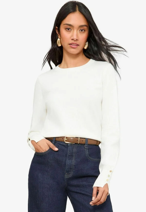 REGULAR FIT - LONG SLEEVE CREW NECK  - Strickpullover - ivory