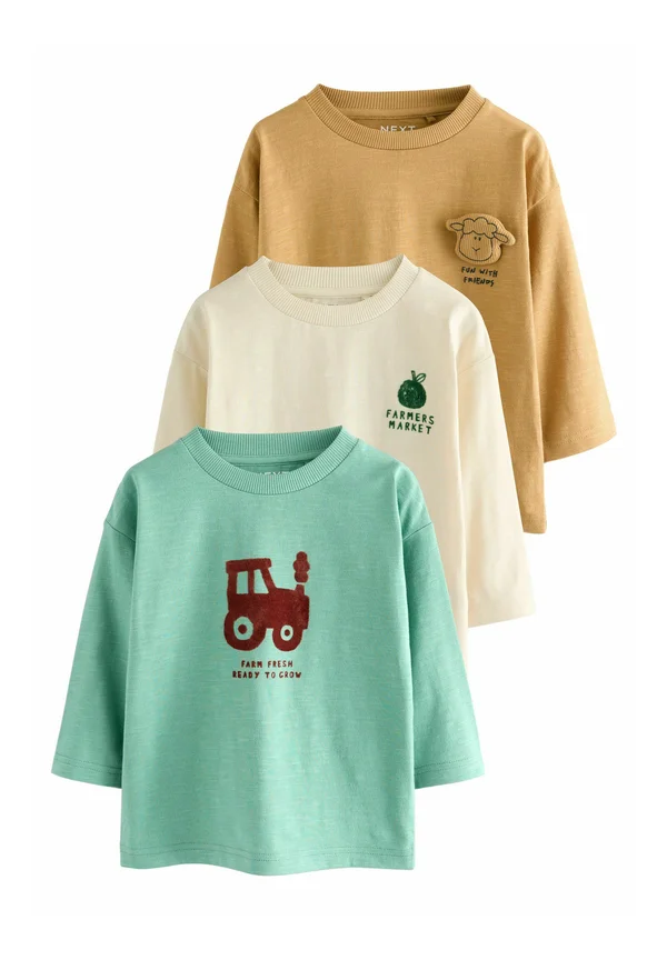REGULAR FIT - LONG SLEEVE GRAPHIC PRINT 3 PACK  - Langarmshirt - blue/brown/farm
