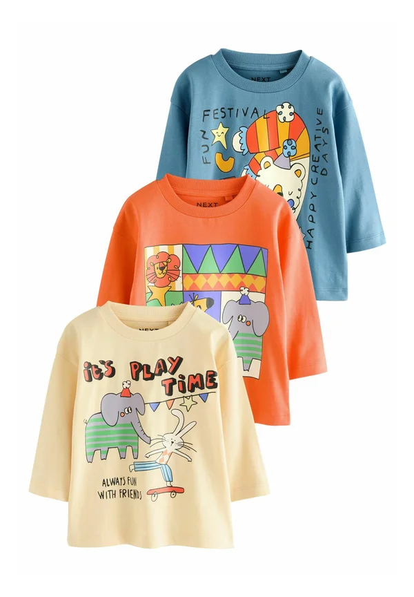 REGULAR FIT - LONG SLEEVE GRAPHIC PRINT 3 PACK  - Langarmshirt - blue/orange/yellow animals