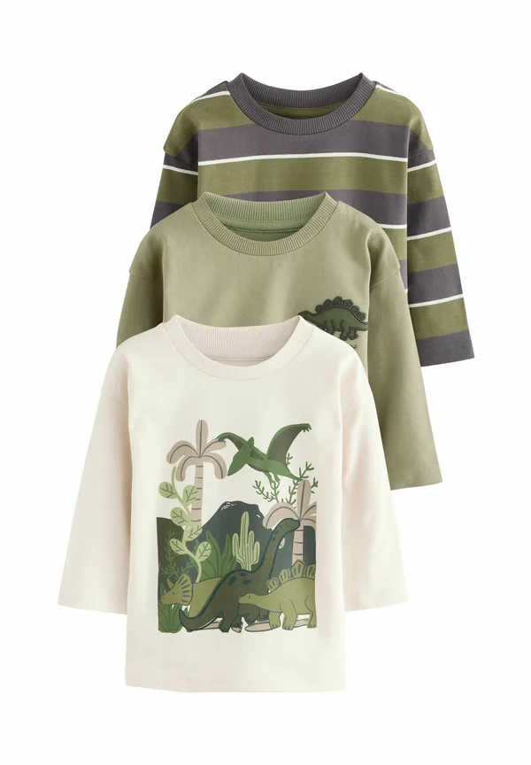 REGULAR FIT - LONG SLEEVE GRAPHIC PRINT 3 PACK  - Langarmshirt - green dinosaur