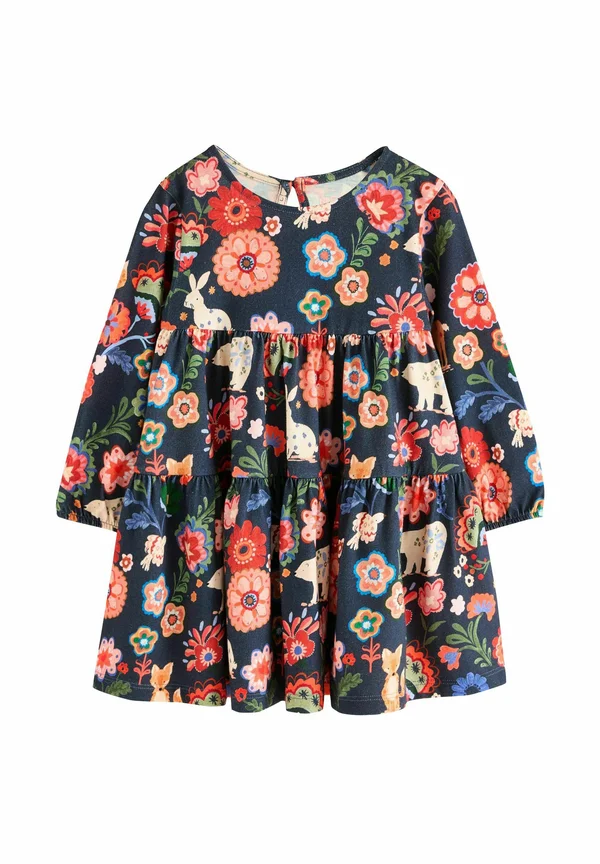 REGULAR FIT - LONG SLEEVE TIERED - Jerseykleid - navy