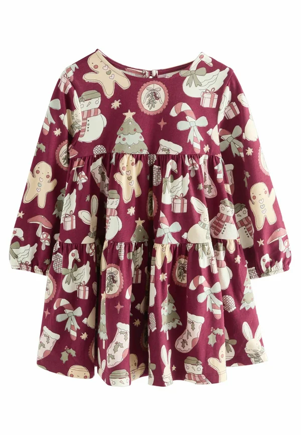 REGULAR FIT - LONG SLEEVE TIERED - Jerseykleid - red christmas