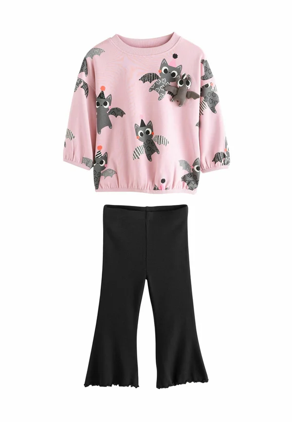 REGULAR FIT - LONG SLEEVE TOP AND FLARE SET - Sweatshirt - pink halloween padded bat