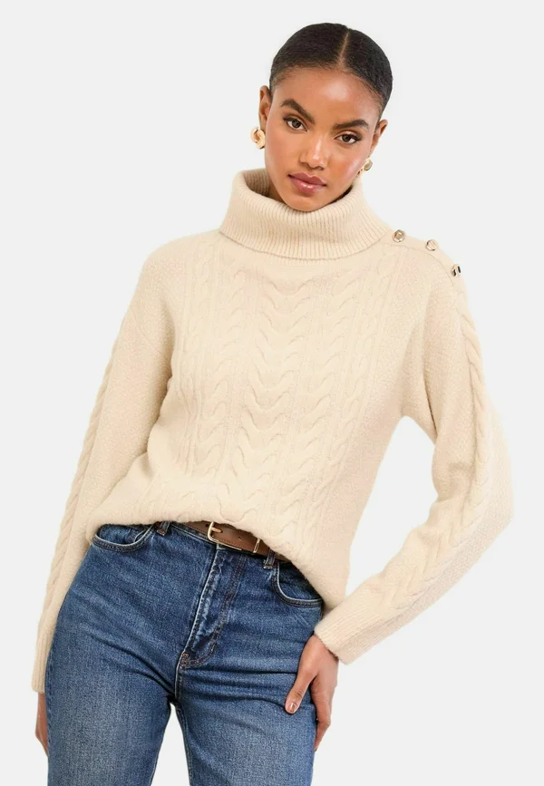 REGULAR FIT -LONGLINE CABLE - Strickpullover - neutral