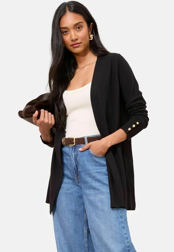 REGULAR FIT-LONGLINE - Strickjacke - black