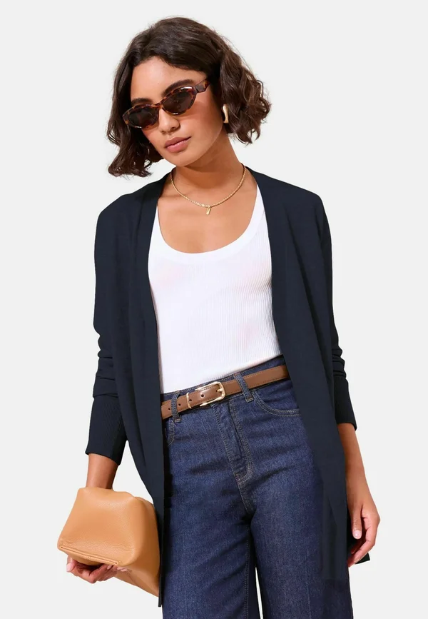 REGULAR FIT-LONGLINE - Strickjacke - navy