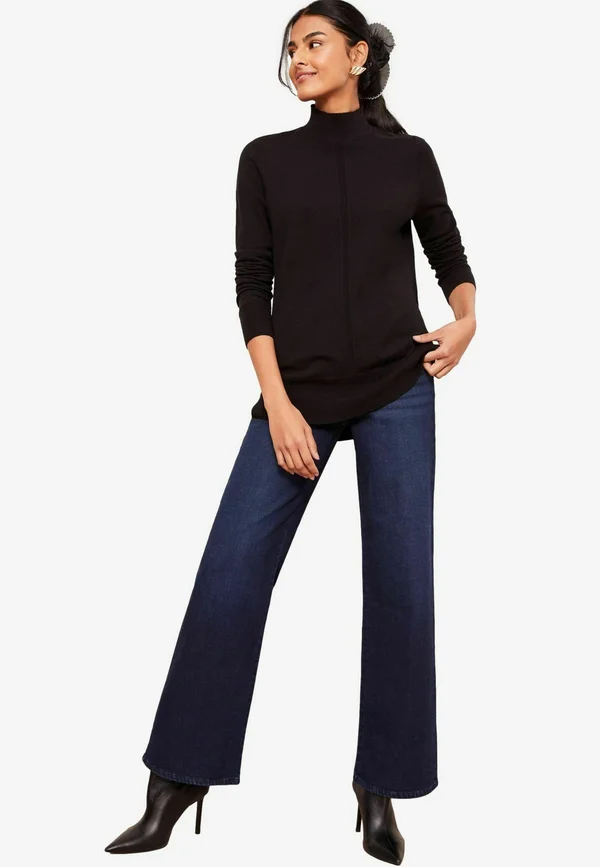 REGULAR FIT  LONGLINE  - Strickpullover - black