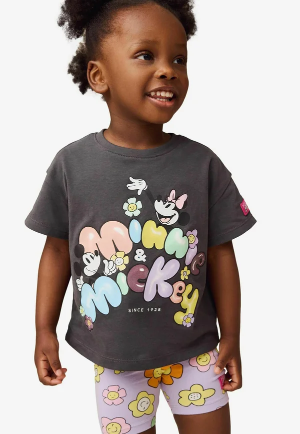 REGULAR FIT - MICKEY & MINNIE MOUSE SHORT SLEEVE SET - Shorts - charcoal grey