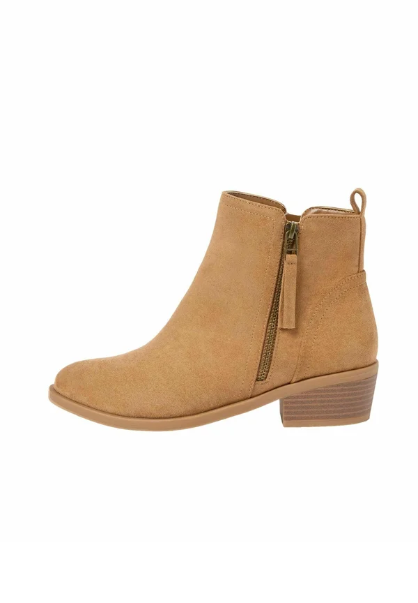 REGULAR FIT - MID BLOCK SIDE ZIP  - Ankle Boot - tan brown
