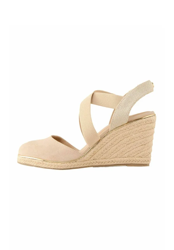 REGULAR FIT - MID CLOSED TOE CROSS STRAP - Keilpumps - nude