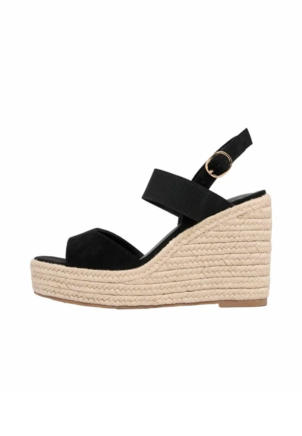 REGULAR FIT MID ELASTIC SQUARE TOE BUCKLE - High Heel Sandalette - black