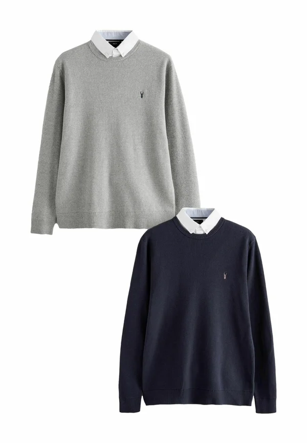 REGULAR FIT - MOCK 2 PACK - Strickpullover - navy grey oxford