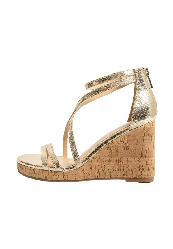 REGULAR FIT - MULTI STRAP - Keilsandalette - gold