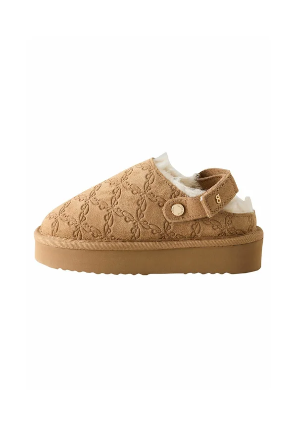 REGULAR FIT - Pantolette flach - tan embossed