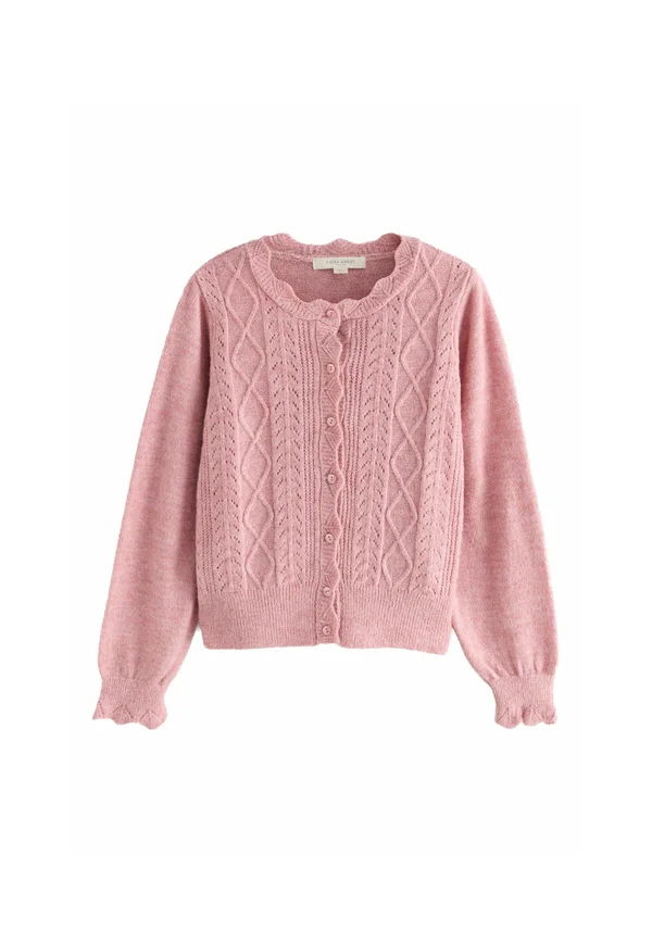 REGULAR FIT - POINTELLE BUTTON THROUGH SCALLOP WITH A TOUCH - Strickjacke - dusty rose