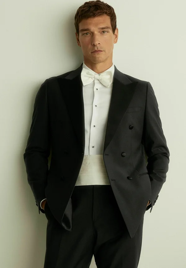REGULAR FIT - POKER DOUBLE BREASTED TUXEDO - Anzugsakko - black