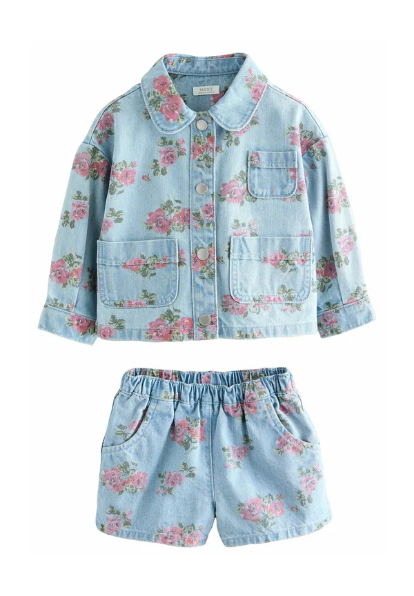 REGULAR FIT - PRINTED AND SET - Jeans Shorts - blue denim