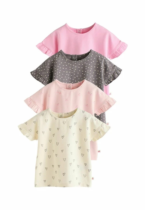 REGULAR FIT - PRINTED PEPLUM SHORT SLEEVE 4 PACK - T-Shirt print - monochrome