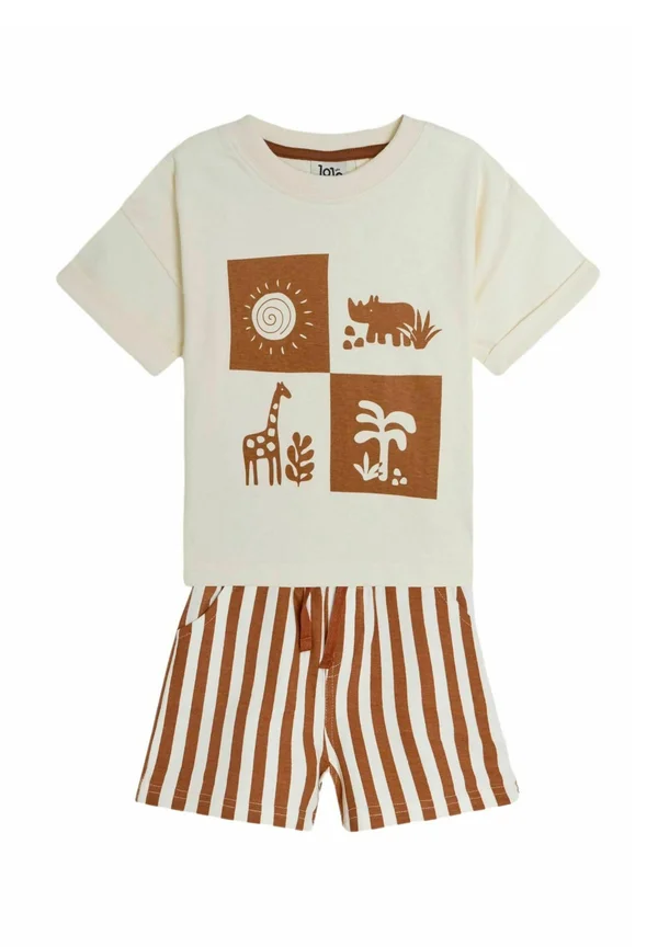 REGULAR FIT PRINTED SET - Jogginghose - ecru