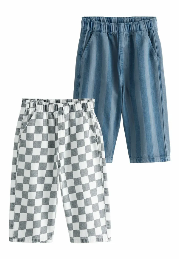 REGULAR FIT - PULL ON WIDE TROUSERS 2 PACK  . - Stoffhose - checkerboard blue stripe