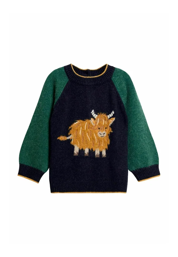 REGULAR FIT - RAGLAN CHARACTER - Strickpullover - navy blue highland cow