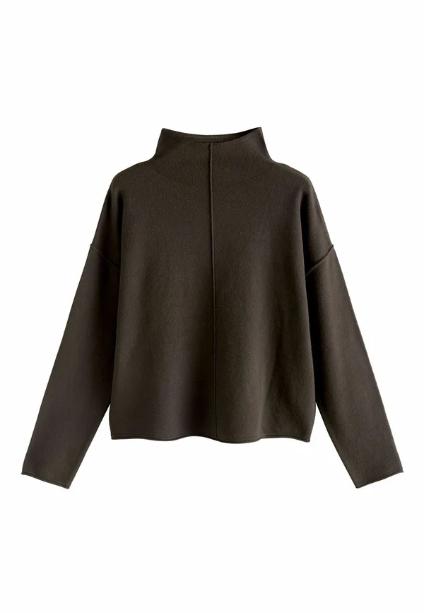 REGULAR FIT - ROLL EDGE HIGH NECK. - Strickpullover - chocolate brown