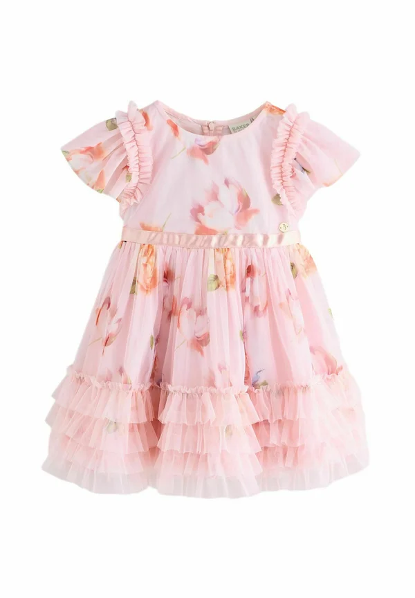 REGULAR FIT-RUFFLE HEM FLORAL PRINT - Cocktailkleid/festliches Kleid - pink